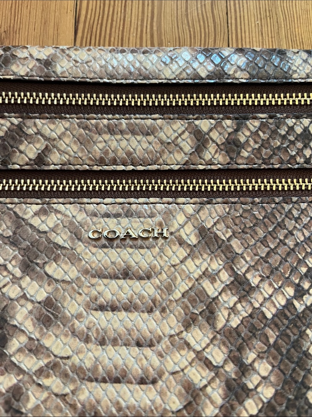 Coach Python Embossed Wristlet Clutch - Picture 2 of 9